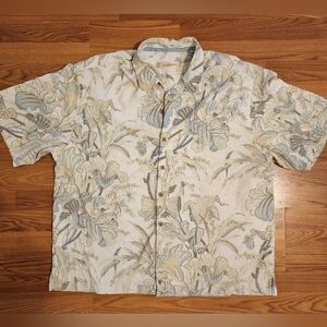 Tommy Bahama Mens Size 2XLT Hawaiian Button Up Shirt 100% Silk Tropical Floral
